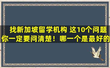 找新加坡留学机构 这10个问题你一定要问清楚！哪一个是最好的？